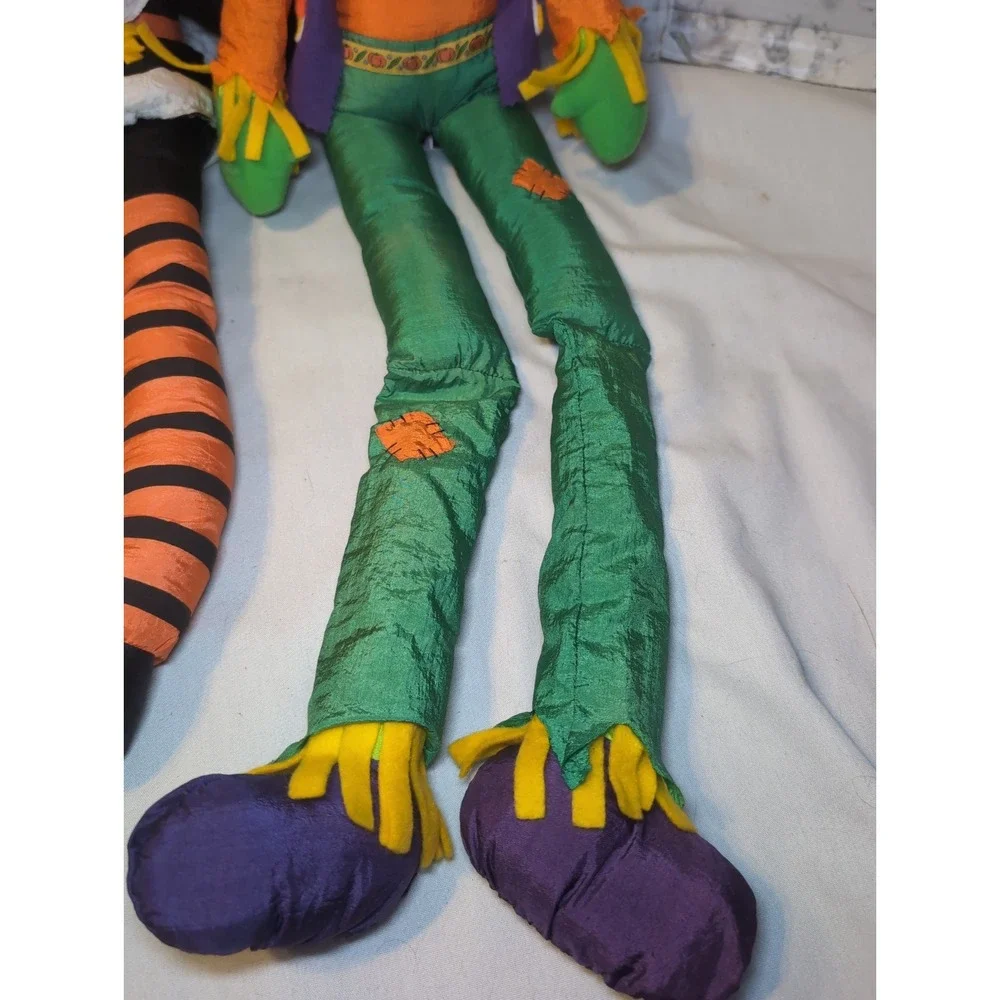 2x Vintage 90s International Silver Co. Halloween Plush Nylon Scarecrows + More